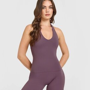 Oner Active Soft Motion Halter Neck Vest w Built in Bra Shelf - Vintage Purple